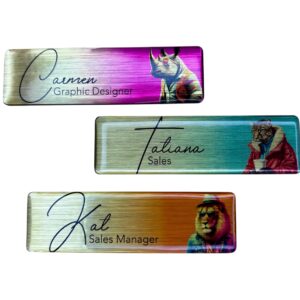 Silver/Gold Domed Name Badge (Magnet Back)